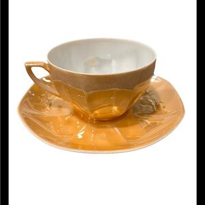 Lusterware orange tea cup and saucer set